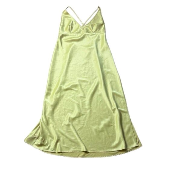 90s Vintage Victorias Secret lime Green Low Back Vneck Maxi Dress Large - Picture 1 of 7